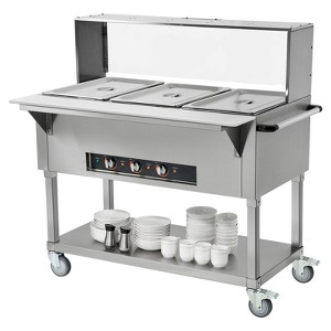 VEVOR 3-Pan Commercial Food Warmer, 3 x 20.6QT Electric Steam Table, 1500W Professional Buffet Catering Food Warmer with Acrylic Sneeze Guard - 1 of 4