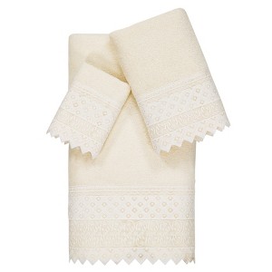 Linum Home Textiles 100% Turkish Cotton AIDEN Embellished Towel Set - 1 of 4