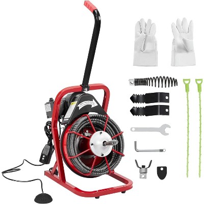 Acekool Electric Drain Cleaner Auger with Auto Feed, Pneumatic Foot Switch, 4 Interchangeable Cutters for 1" to 4" Pipes