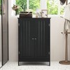 Tangkula Bathroom Floor Storage Cabinet Double Door Kitchen Cupboard Shoe Cabinet Black - 3 of 4