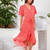 Anna-Kaci Women's V-Neck Flutter Sleeve Midi Dress with Belted Waist and Ruffle Hem - image 4 of 4