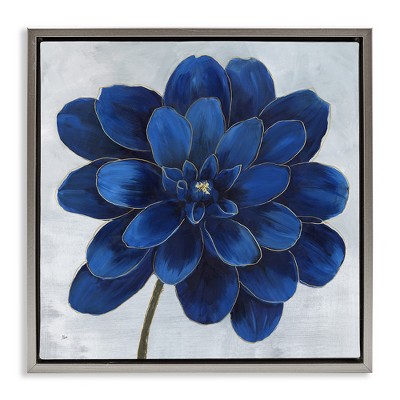 Stupell Industries Modern Deep Blue Floral Carnation, 18" x 18"