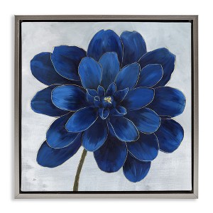 Stupell Industries Modern Deep Blue Floral Carnation, 18" x 18" - 1 of 4