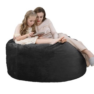 Giant Bean Bag Chair with High-Rebound Memory Foam, 4 Ft Large Bean Bag Chairs, Comfy Bean Bag Sofa, Big Beanbag Chair Round Soft - 1 of 4