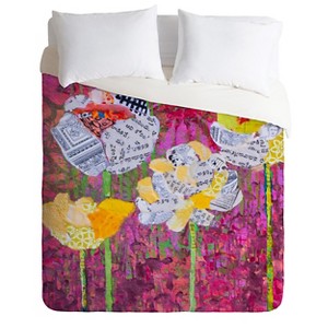 Elizabeth St Hilaire Mums Lightweight Duvet Cover Queen Purple - Deny Designs: Microfiber, Zipper Closure, Machine Washable - 1 of 2