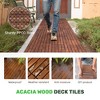 10 PCS Interlocking Deck Tiles Striped Pattern, 12" x 12" Square Acacia Hardwood Outdoor Flooring for Patio, Bancony, Pool Side - 4 of 4