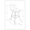 SKRAN Upholstered Bentwood Counter Stools in Denim Blue Curved Back Wood Counter Height Barstool Home Bar Furniture - 3 of 4