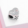 Heartbeat Love Heart Bead Charm Clear Cubic Zirconia Sterling Silver Womens Ginger Lyne Collection - 2 of 4