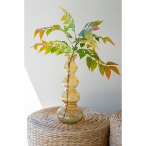 Hand-Blown Amber Glass Bubble Vase – 13.5" Tall Art Decor Set of 2 by Kalalou - 1 of 4