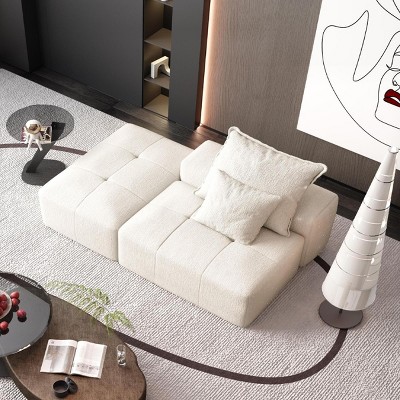 Modern Modular Sectional Sofa, DIY Layout Design Sofa, Tufted Sofa with Chenille Fabric Textile and Foam Pillows-Baofuwish