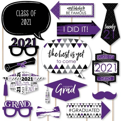 Big Dot of Happiness Purple Grad - Best is Yet to Come - Purple 2021 Graduation Party Photo Booth Props Kit - 20 Count