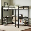 Mshliw Full Metal Loft Bed with Desk and Shelves, L-Shaped Loft Bed with Ladder & Guardrails, Space-Saving Study Bed Frame for Bedroom, Black - 3 of 4
