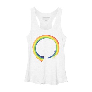 Adult Design By Humans Pride Rainbow Enso Symbol By RockNRawrl Racerback Tank Top - 1 of 2
