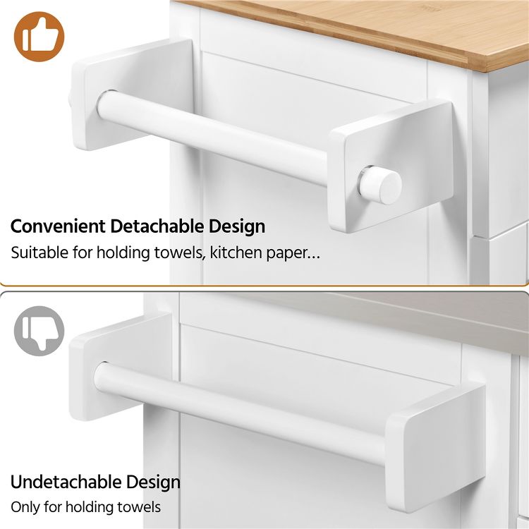 Yaheetech Rolling Kitchen Island Kitchen Cart with Towel Rack & Drawer, 6 of 8