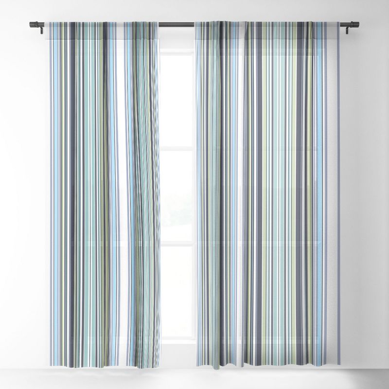 Sheila Wenzel-Ganny Lavender Mint Blue Stripes Single Panel Sheer Window Curtain - Deny Designs, 2 of 7