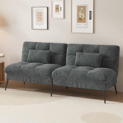 COMHOMA Convertible Futon Sofa Bed Soft Upholstered Futon Couch Fabric Sleeper Sofa
