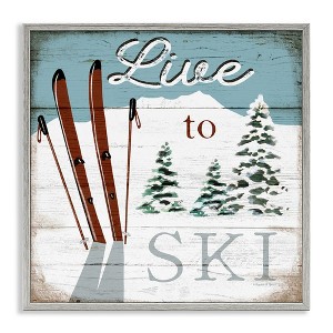 Stupell Industries Live To Ski Rustic Snow Sports, 12" x 12" - 1 of 4