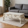 HomeRoots 57" Bone Wood Coffee Table With Two Drawers - 2 of 4