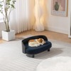 FURNIinspire Elevated Dog Bed Pet Sofa with Solid Wood Legs and Bent Wood Back,Velvet Cushion,26.77"*15.75"*11.02" - 3 of 4