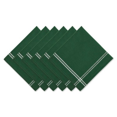 Design Imports  Border Stripe Napkin Set 6 Piece, Balsam Green, 20X20"