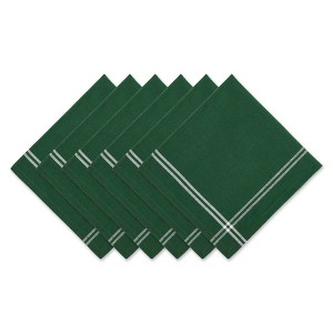 Design Imports  Border Stripe Napkin Set 6 Piece, Balsam Green, 20X20" - 1 of 4