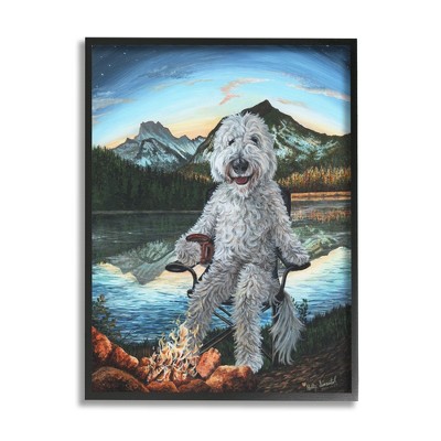 Stupell Industries Dog by Campfire Landscape Framed Giclee Art