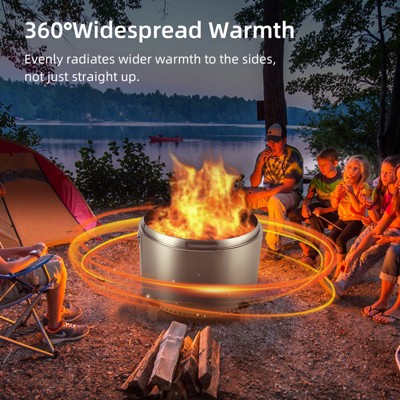 27" Smokeless Fire Pit with Adjustable Airflow, 304 Stainless Steel Wood-Burning Firepit, 360° Heat & Secondary Burn Technology, Outdoor Fire Bowl