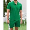 Men's 2-Piece Clothing Set Casual 1/4 Zip Short Sleeve Top And Drawstring Shorts Athletic Outfit - 3 of 4