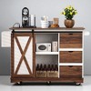 Kitchen Island with Drop Leaf, Barn Door, USB, Rolling Kitchen Cart with Drawers, Adjustable Storage, Spice and Towel Rack for Home and Dining Room - 3 of 4