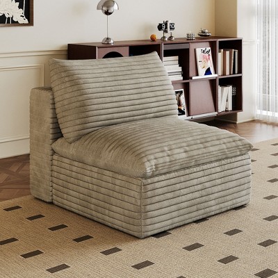 MAYEERTY 1-Seater Sofa Camel - Single Seat, Corduroy, No Assembly, Great for Corner/Small Apartment