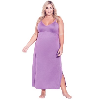 Avenue Women's Plus Size Lace Trim Maxi Sleep Dress