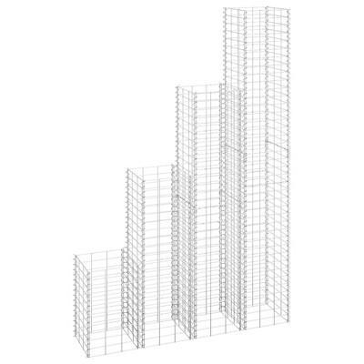 vidaXL Gabion Raised Bed Silver Iron 11.8 x 11.8 x 19.7 in