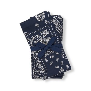 tagltd Bandana Napkin Set Of 4 Blue Cotton Hand Screen Printed Design For Home Table Decor - 1 of 2