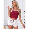 INSPIRE CHIC Women's Pajama Set Lace Tops Sleeveless Floral Shorts Ribbed Knit Soft Loungewear Sleepwear - 3 of 4