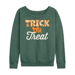 Women's - Disney - Trick Or Treat Lightweight French Terry Wide Neck Long Sleeve Shirt - 1 of 4