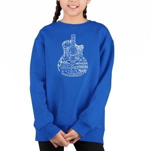 LA Pop Art Languages Guitar - Girl's Word Art Crewneck Sweatshirt - 1 of 3