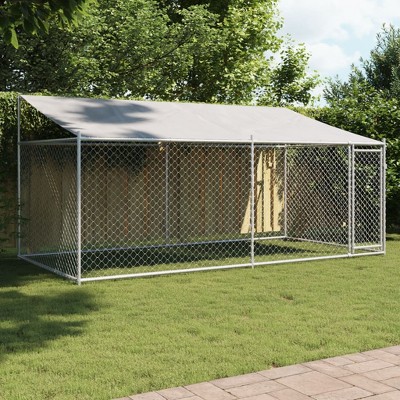 Dog Cage Grey Galvanized Steel 13.1 x 6.6 x 6.6 ft DurablevidaXL