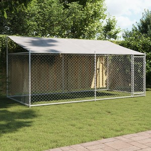 Dog Cage Grey Galvanized Steel 13.1 x 6.6 x 6.6 ft DurablevidaXL - 1 of 4