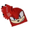 Sonic The Hedgehog Knuckles Hat And Gloves Kids Red 3D Ears Knitted Beanie - 4 of 4