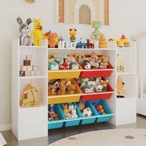 Kids Toy Storage Organizer with 8 Removable Toy Bins, 4-Tier Toy Organizers Kid Bookshelf and Toy Storage - 1 of 4
