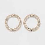 Gold Clear Round Pave Stud Earrings - A New Day™ Gold