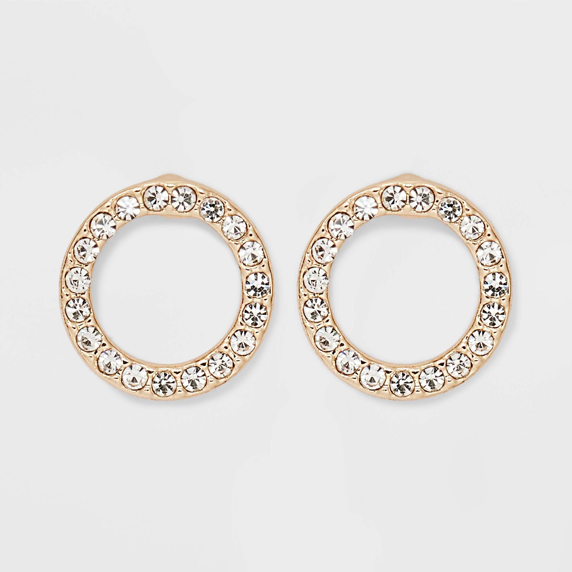 Gold Clear Round Pave Stud Earrings - A New Day™ Gold: Nickel-Free Metal, Statement Design