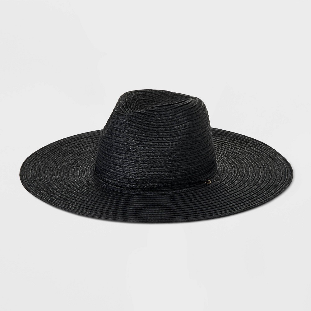 Straw Wide Brim Fedora Hat - Universal Thread™ Black S/M