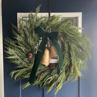24" Green Cedar Artificial Christmas Wreath with Pine Cones