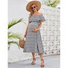 BLUEMING Maternity Sundress Flounce Elastic Neckline Dress Thigh Slit Maxi A-Line Dress - 3 of 4