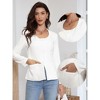 INSPIRE CHIC Women's Button Down Scoop Neck Long Neck Split Hem Business Casual Work Fitted Blazer - 2 of 4