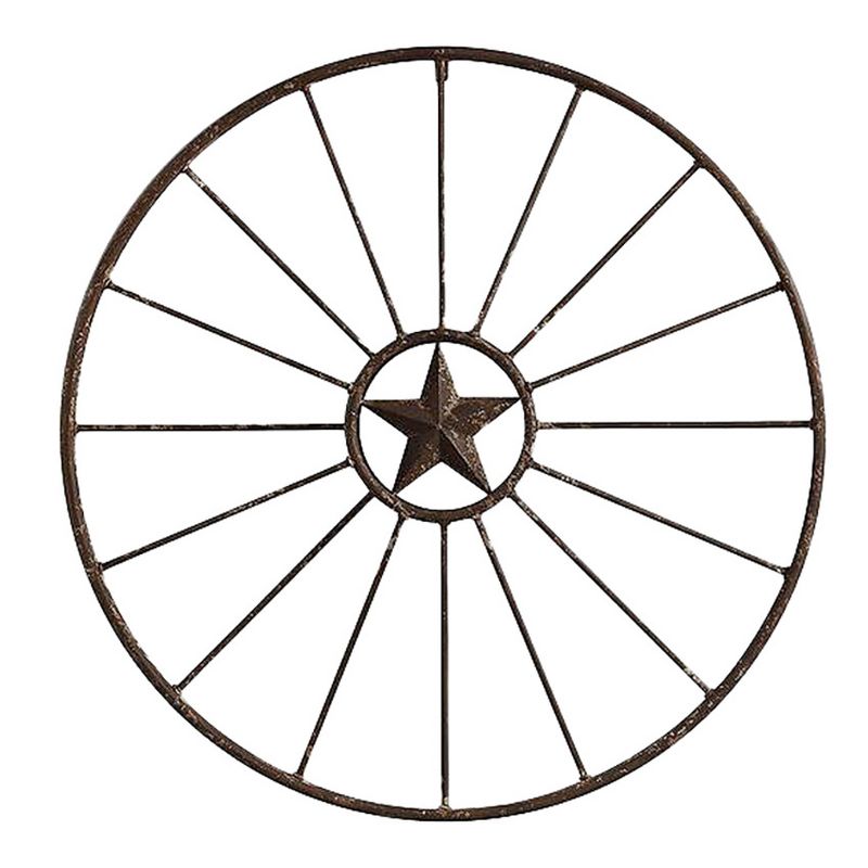 Metal Wagon Wheel Wall D&#233;cor (32.5&#34;x32.5&#34;)- Storied Home, 1 of 9