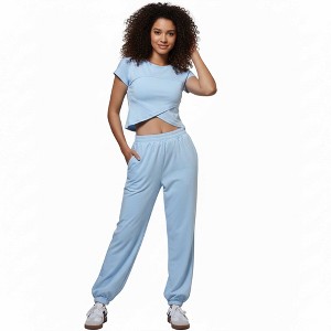 Woman 2-Piece Sleeveless High Rise Pants Set – Solid Viscose Stretch Cherie Code - 1 of 4