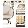 Oversize Rattan Egg Chair Outdoor Wicker Patio Lounge Chairs with Steel Frame Stand and 4 Cushions for Patio, Porch, Backyard, living rooms - 4 of 4