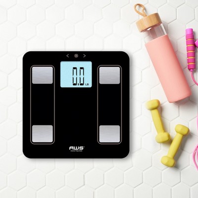 Black Digital Body Analysis Bathroom Scale with Stainless Steel Sensors